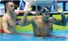  ?? Photograph: Clive Rose/Getty Images ?? Caeleb Dressel celebrates victory in the 100m freestyle.