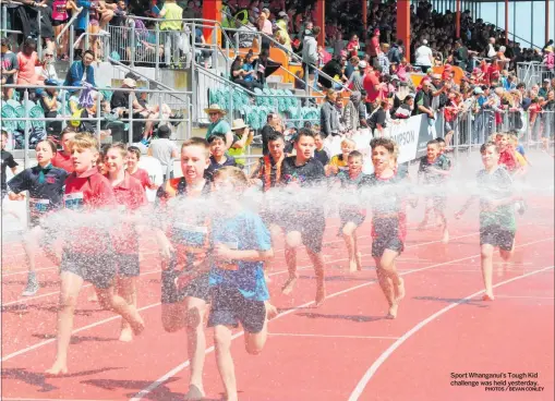  ?? PHOTOS / BEVAN CONLEY ?? Sport Whanganui's Tough Kid challenge was held yesterday.