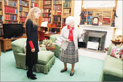  ?? (AP) ?? Canadian Governor General Designate Julie Payette (left), meets Britain’s Queen Elizabeth II during a private audience at Balmoral Castle, Scotland on Sept 20.