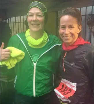  ??  ?? Joan Farron and Sarah Dooney braved the elements to take part in the Pudding Run.