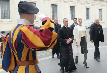  ?? PICTURES: SUPPLIED ?? WATER SPIRIT: Princess Charlene of Monaco arrives at the Vatican last weekend, where she addressed a conference on saving children's lives through education on water safety.