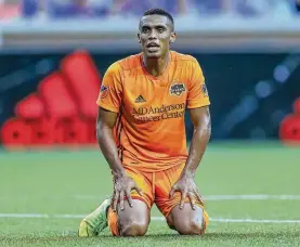  ?? Michael Hickey / Getty Images ?? Mauro Manotas and the Dynamo have lost eight games this season, with seven losses on the road. The Dynamo play their next two games away from home.