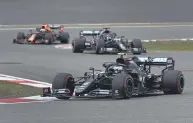  ??  ?? Mercedes driver Valtteri Bottas steers during the F1 German GP, in Nurburg, Germany, Oct. 11, 2020.