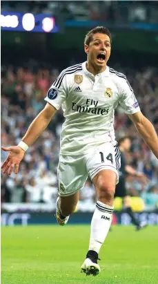  ?? /GETTY IMAGES ?? Javier Hernández hizo su gol más importante en clubes el 22 de abril de 2015 contra el Atlético, para meter al Real Madrid a las semifinale­s de aquella Champions League.