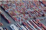  ?? — Reuters ?? Aerial view of containers at a loading terminal in the port of Hamburg, Germany.