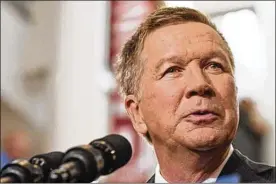  ?? FILE ?? Gov. John Kasich pushed for passage of House Bill 70, the state takeover bill in 2015, and he vows to veto any attempt to scale it back. “It’s absolutely working,” Kasich spokesman Jim Lynch said last week.