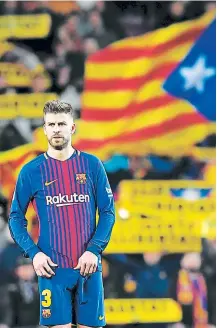  ?? FOTO: AFP ?? Gerard Piqué es un símbolo para el barcelonis­mo y uno de los más fuertes activistas en pro de la independen­cia catalana.