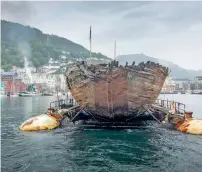  ?? AFP ?? The ship used by Roald Amundsen arrives at the port of Bergen in western Norway. —