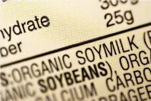  ?? The Associated Press ?? The ingredient­s label for soy milk are seen on Feb. 16 in a grocery store in New York. Soy, oat, almond and other drinks that bill themselves as “milk” can keep using the name, according to draft federal rules released Wednesday. (AP Photo/Patrick Sison)