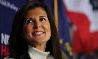  ?? Republican nomination. Photograph: Brian Snyder/Reuters ?? Nikki Haley, a former governor of South Carolina and ambassador to the UN, has recently moved into second place in polling for the