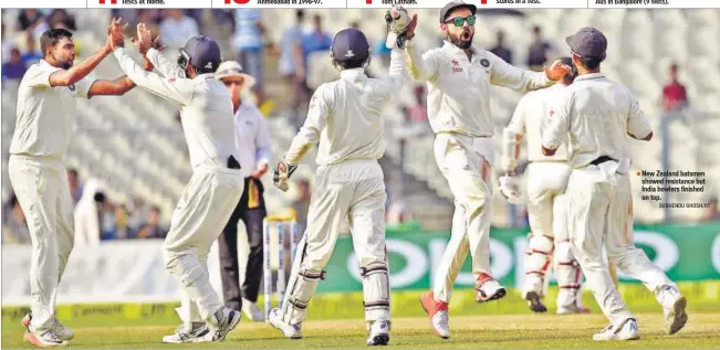  ??  ?? New Zealand batsmen showed resistance but India bowlers finished on top.
SUBHENDU GHOSH/HT