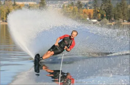  ?? Special to The Okanagan Weekend ?? John Soutter, 77, likes to start his day with a refreshing rip around Skaha Lake on water skis — or sometimes his bare feet.