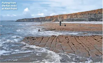  ??  ?? Fishing from the flat rocks at Nash Point