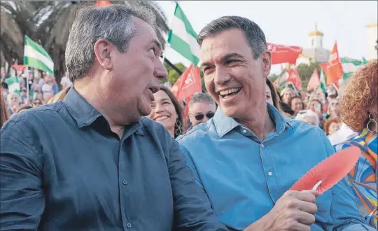  ?? E. PRESS ?? Juan Espadas y Pedro Sánchez, en uno de los mítines de la campaña a la Junta de Andalucía.