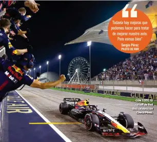  ?? ?? CON TODO. El
staff de Red Bull celebra con
Checo Pérez.