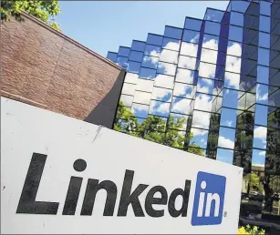  ?? ASSOCIATED PRESS ?? LinkedIn is being acquired by Microsoft for $26.2 billion, a deal that values LinkedIn at $196 per share, a 49.5% premium over Friday’s closing price.