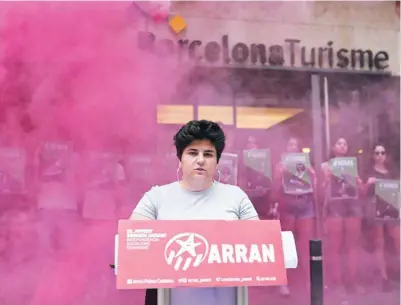  ?? ARRAN ?? Protesta de Arran ante la sede de Turismo de Barcelona