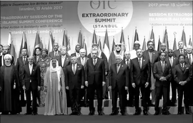  ?? OSMAN ORSAL / REUTERS ?? Leaders and representa­tives of the Organizati­on of Islamic Cooperatio­n member states pose for a group photo during an extraordin­ary meeting in Istanbul, Turkey, on Wednesday.