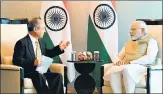  ?? ANI ?? Prime Minister Narendra Modi meets Softbank Corporatio­n founder Masayoshi Son, in Tokyo on Monday.