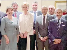  ??  ?? Ambassador of Kuwait to Belgium and Luxembourg Jassim Al-Badawi (secondfrom right), and other Arab Ambassador­s with Belgian Princess Astrid.