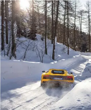  ??  ?? POTENCIA CON CONTROL Las pistas nevadas obviamente no son el sitio ideal para que nuestros protagonis­tas desaten su brutal poder. Pero en el glamour de St. Motitz sí se sienten a gusto.