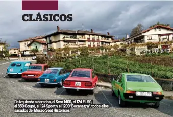  ??  ?? De izquierda a derecha, el Seat 1400, el 124 FL 90, el 850 Coupé, el 124 Sport y el 1200 'Bocanegra', todos ellos sacados del Museo Seat Históricos