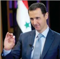  ?? SANA VIA THE ASSOCIATED PRESS ?? Syrian President Bashar Assad gestures during an interview with the BBC, in Damascus, Syria.