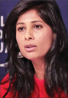  ??  ?? Co-operation call: Gita Gopinath, the IMF’s chief economist