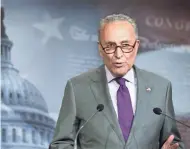  ?? MANUEL BALCE CENETA/AP ?? Senate Minority Leader Chuck Schumer, D-N.Y., says the coronaviru­s pandemic has exposed even more the structural racism within the country.