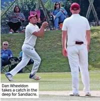  ??  ?? Dan Wheeldon takes a catch in the deep for Sandiacre.