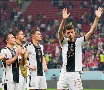  ?? Photo: AP ?? Dejected German players acknowledg­e their fans after again crashing out at the group stage, this time on goal difference.