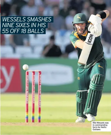  ??  ?? Riki Wessels was in commanding form for Notts Outlaws