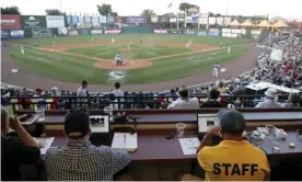  ??  ?? The independen­t Atlantic League became the first American profession­al baseball league to let the computer call balls and strikes during their All-Star Game in 2019. Photograph: AP Photo/Julio Cortez, File