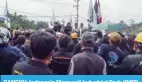  ?? — AFP ?? BANGKU: Indonesia Morowali Industrial Park (IMIP) workers protest against their working conditions outside the facility on Dec 27, 2023.