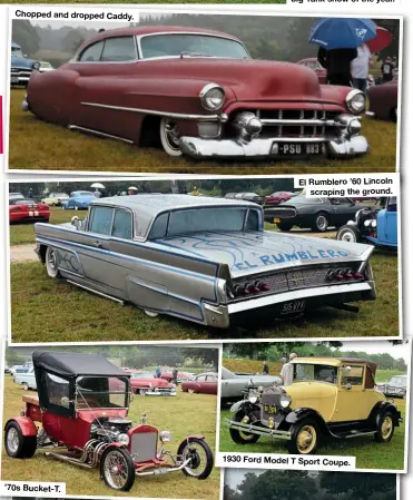  ??  ?? Chopped and dropped Caddy.
El Rumblero’60 Lincoln scraping the ground.