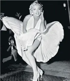  ?? MATTY ZIMMERMAN ?? The image of Marilyn Monroe’s white dress over an updraft helped launch the concept of women as static sex objects.
