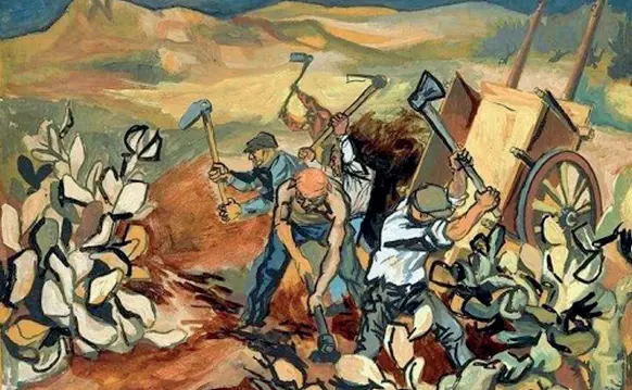  ??  ?? Simbolo
Sopra l’opera di Renato Guttuso rappresent­a la fatica legata al concetto di lavoro A sinistra Pietro Ichino