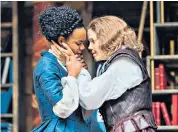  ??  ?? All-female cast: Leah Harvey as the youngest Emilia and Charity Wakefield as William Shakespear­e in Morgan Lloyd Malcolm’s drama
