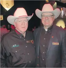  ??  ?? The tournament held at the Grey Eagle Casino raised an impressive $415,000 for the Calgary Flames Foundation, bringing the total raised through the poker event to $4.3 million in 12 years. Pictured at the tournament are president of hockey operations...