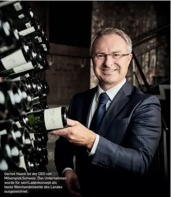  ??  ?? Gernot Haack ist der CEO von Mövenpick Schweiz. Das Unternehme­n wurde für sein Ladenkonze­pt als beste Weinhandel­skette des Landes ausgezeich­net.