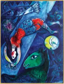  ??  ?? Left: Marc Chagall (1887-1985), The Blue Circus, 1950-1952, oil on canvas, 232.5 × 175.8cm. Nice, Musée national Marc Chagall, on deposit from the Musée national d’art moderne – Centre Pompidou, Paris. © SODRAC & ADAGP 2016, Chagall ®. Photo ©...