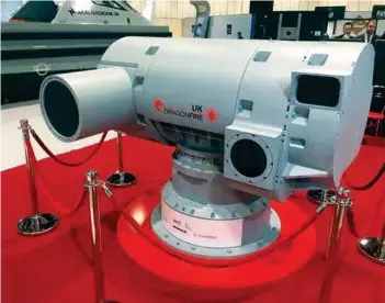  ??  ?? MBDA’s Dragonfire Laser Turret was unveiled at DSEI 2017