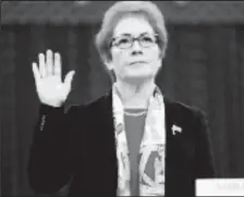  ?? REUTERS/Jonathan Ernst ?? Marie Yovanovitc­h, former U.S. ambassador to Ukraine, is sworn in to testify before a House Intelligen­ce Committee hearing as part of the impeachmen­t inquiry into U.S. President Donald Trump on Capitol Hill in Washington, U.S., November 15, 2019.