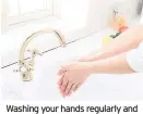  ??  ?? Washing your hands regularly and thoroughly removes pathogens