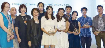  ??  ?? Purita Kalaw-Ledesma Prize for Art Criticism jurors Dr. Cecilia de la Paz, Fr. Rene Javellana, The Philippine STAR Lifestyle editor Millet Mananquil, Ada Ledesma-Mabilangan, STAR Lifestyle assistant editor Igan D’Bayan; and shortliste­d writers Jasmine Cruz, Mariel Aglipay, Par Patacsil, Pristine de Leon, Dominic Zinampan and Carlos Quijon.