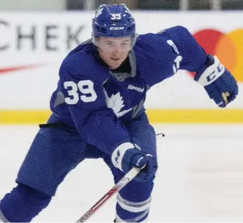  ?? CARLOS OSORIO/TORONTO STAR ?? Adam Brooks, whom the Leafs took in the fourth round in 2016, will likely join the Toronto Marlies this season.