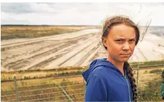  ?? FOTO: AP ?? „Es war so gewaltig, so verheerend und es macht mich irgendwie traurig“, sagte Greta Thunberg nach dem Besuch des Tagebaus Hambach.