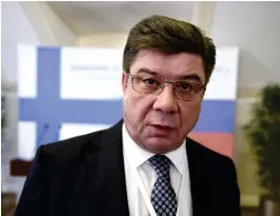  ?? FOTO: LEHTIKUVA/MARTTI
KAINULAINE­N ?? NY RYSK AMBASSADöR. Pavel Kuznetsov, 59, är nyutnämnd rysk ambassadör med ett förflutet i Helsingfor­s.