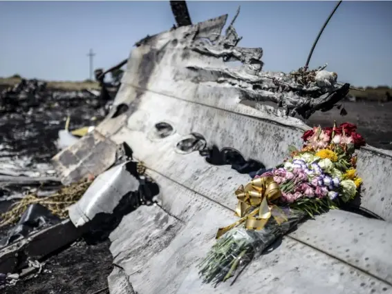  ??  ?? The remains of MH17 on which 298 people died, were scattered over several miles (AFP/Getty Images)