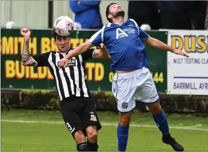  ??  ?? Beith’s Ryan Docherty, left, is as hard as nails, says Rossvale’s Del McNab